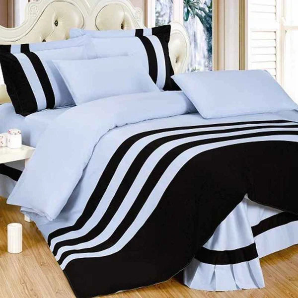 Sky Blue & Black Stripe Duvet Set (217)