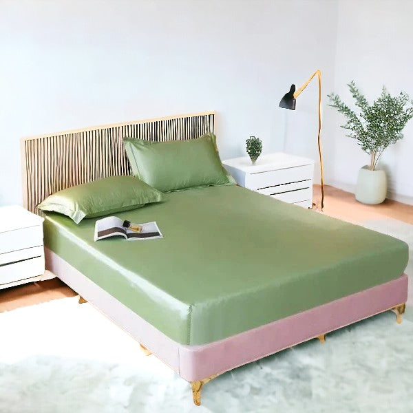 Rangooli Silk fitted sheet - Mint Green
