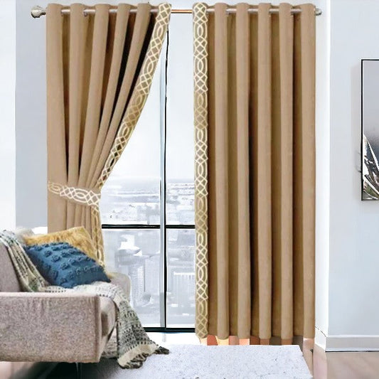 Rangooli Design Velvet Curtains - (2 Panels with 2 belts) (0077)