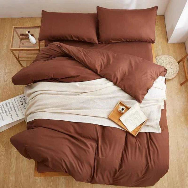 Plain Dyed Duvet Set - Brown (153)