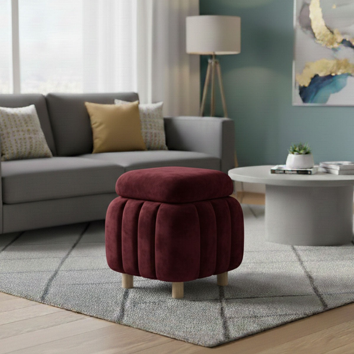 Wooden Quilted stool with Storage space