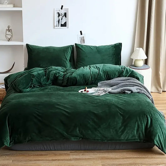 Reversible Duvet Set Velvet  - Green (284)