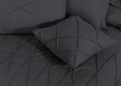 Sammy Cross Pleated  Duvet Set - Dark Grey (266)